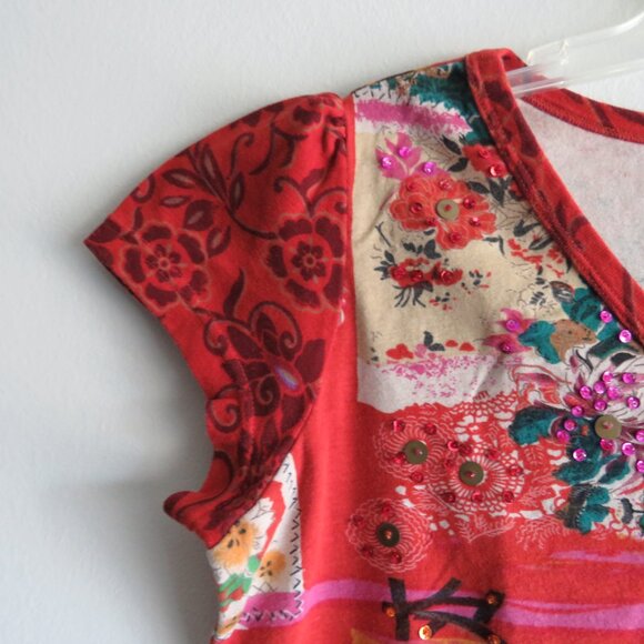 Bila Multicolored Short Sleeves Women’s Knit Top Size XL - Picture 5 of 8